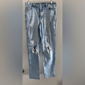 Hollister Light Blue Ripped Ankle Jeans
